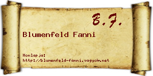 Blumenfeld Fanni névjegykártya